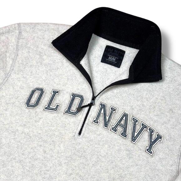 Vintage Old Navy 1/4 Zip Fleece Sweatshirt Y2K White Logo Patch Skater Men Sz M - Picture 3 of 13